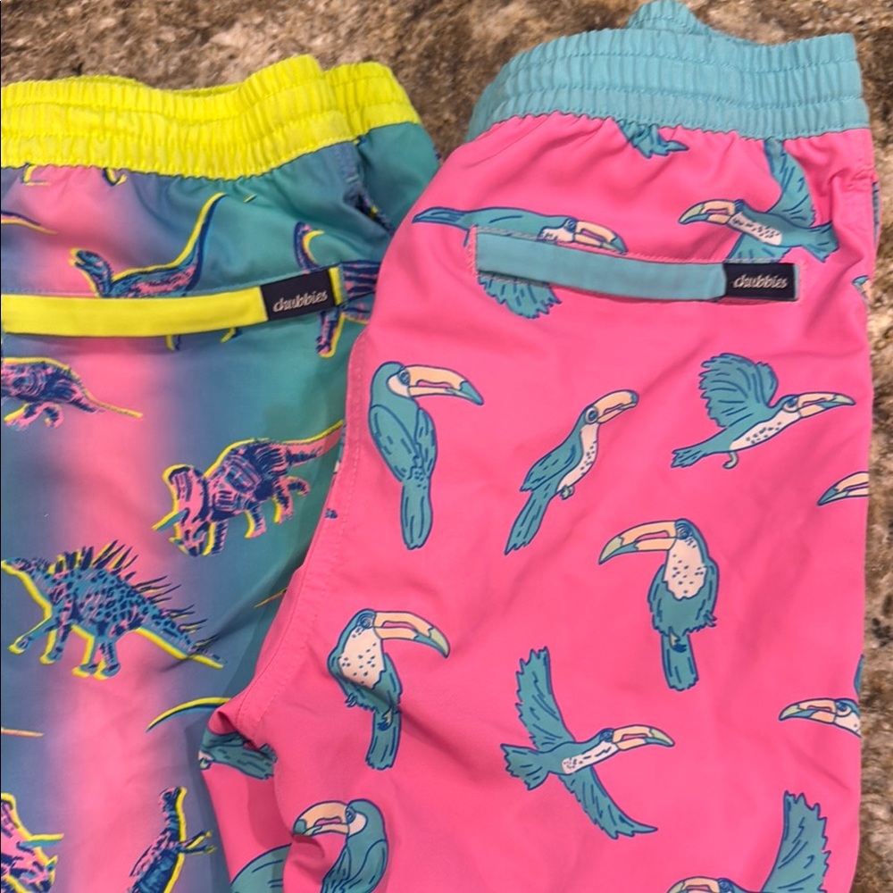 2 pair of Chubbies Pink and Blue Swim Shorts